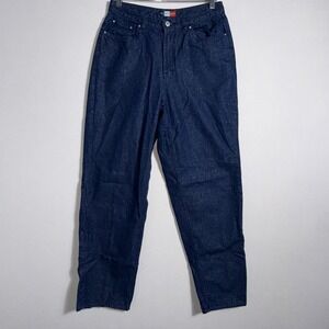 French Cuff Women's Metallic Shimmering‎ Blue Jeans Size 10